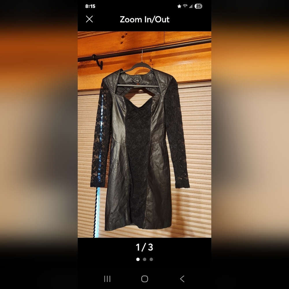 Wilson Black Leather Dress with Lace Accents